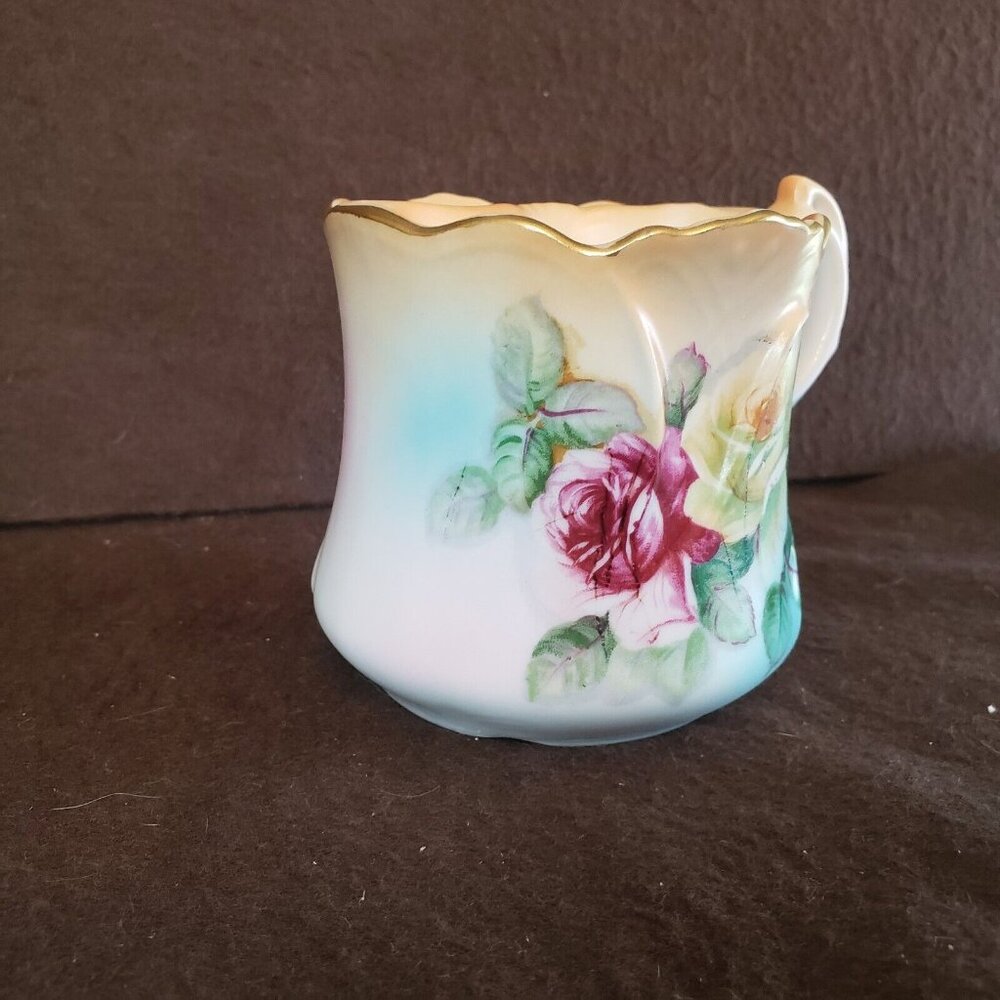Vintage Antique Mustache Cup Brandenburg Roses Germany - Picture 2 of 15